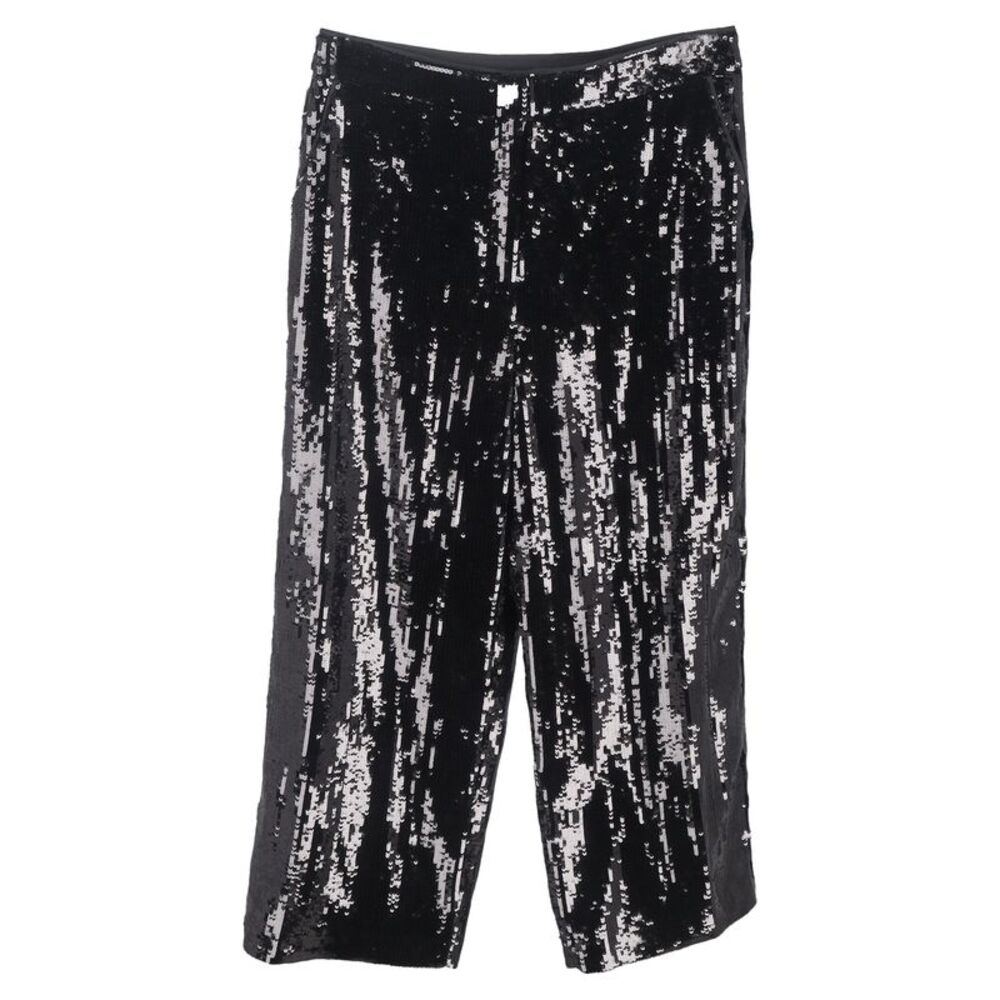 Theory Sequined Straight-Leg Trousers in Black Polyester